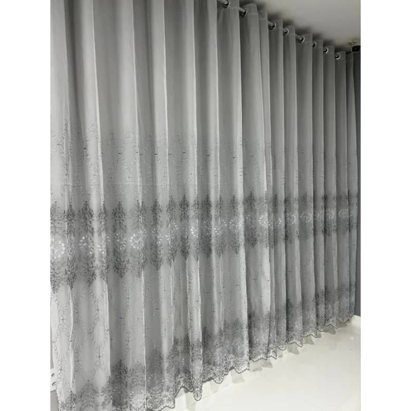 Cortina Para Sala Curtina Bordada Com Forro de Microfibra Luxo 3,00m Largura X 2,80 Altura