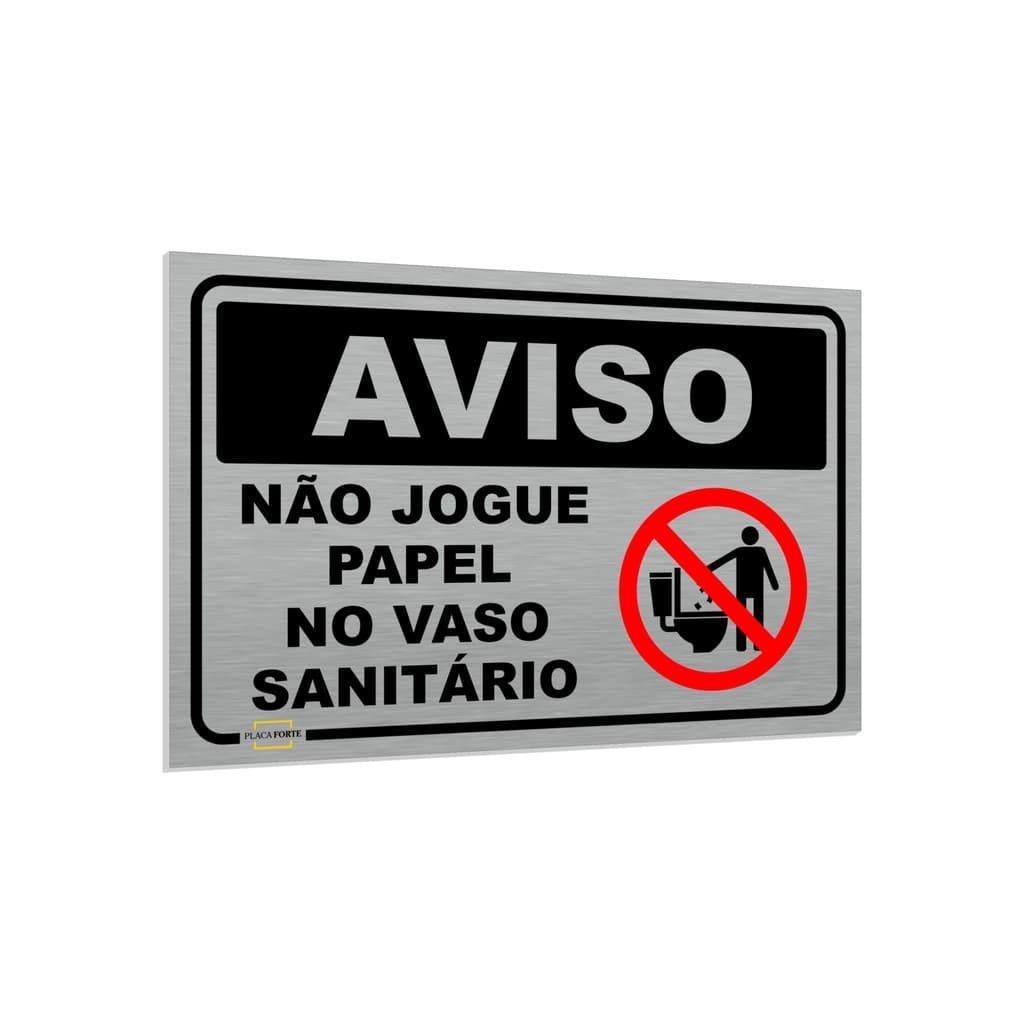 Placa Sinalização Banheiro Aviso Não Jogue Papel No Vaso 10x15cm
