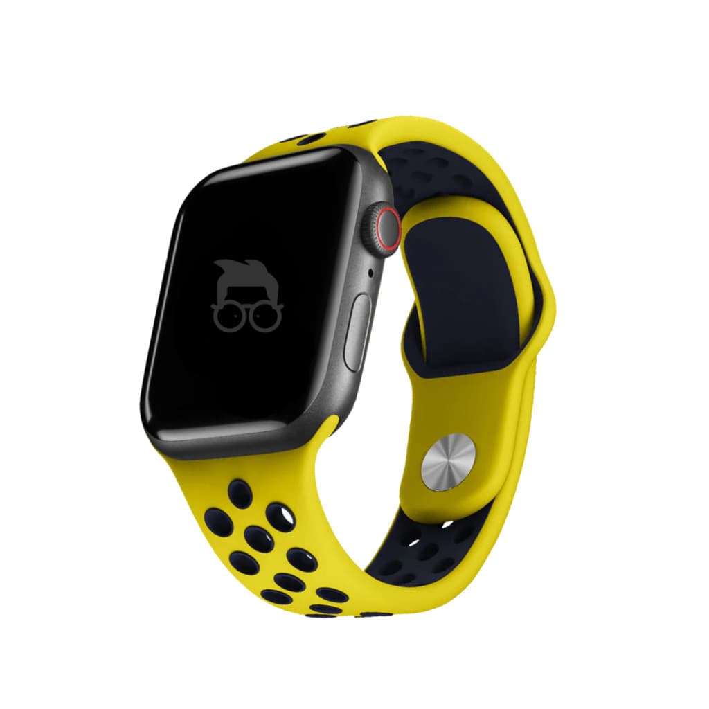 Pulseira de Silicone Nerdcase para Apple Watch 38mm, 40mm, 41mm, Amarelo e Azul Escuro