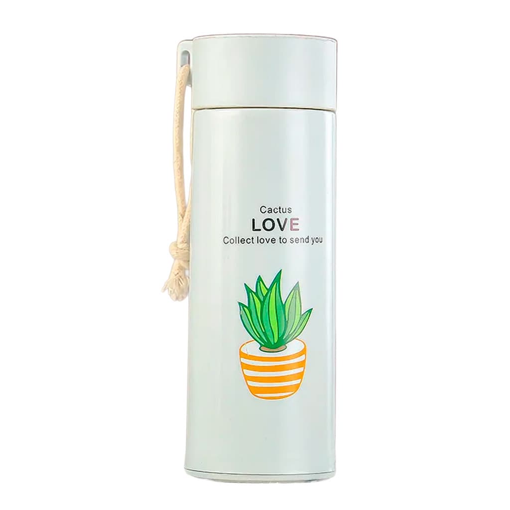 Squeeze Garrafa de Vidro e Plástico 400ml Cactus Love Azul