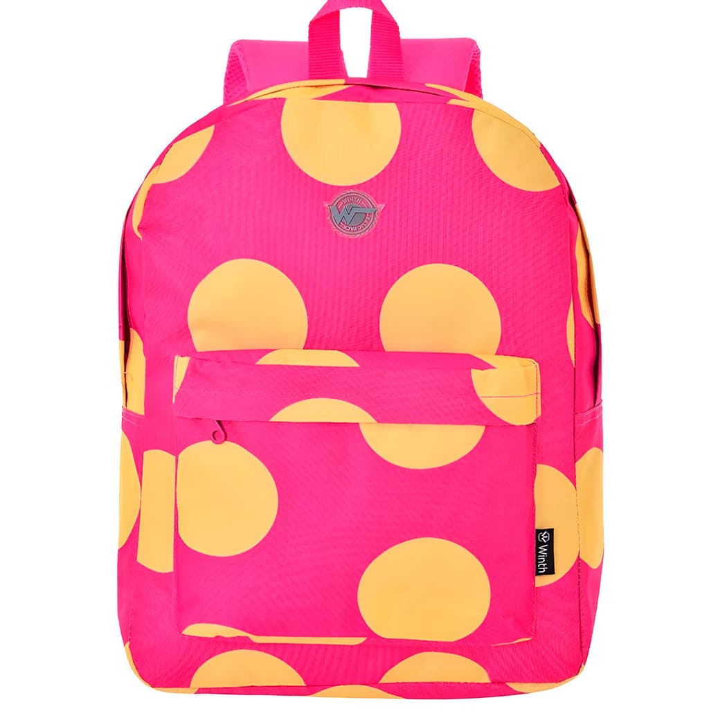 Mochila Feminina Juvenil Bolinhas Cor Pink Ideal Para Estudo