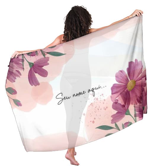 Canga Saida de Praia com nome personalizado 90x140cm