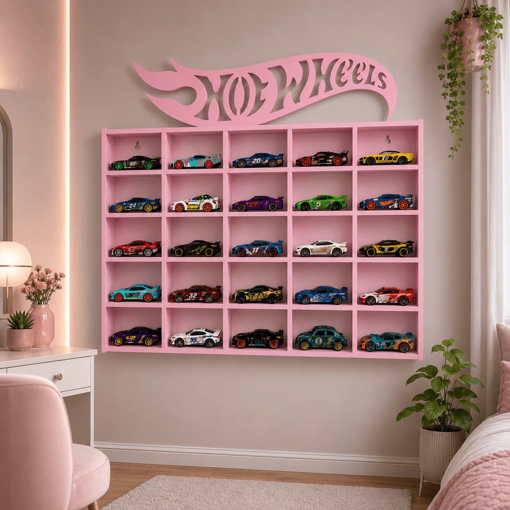 Expositor Suporte Para 25 Carrinhos Miniatura Em MDF Hotwheels