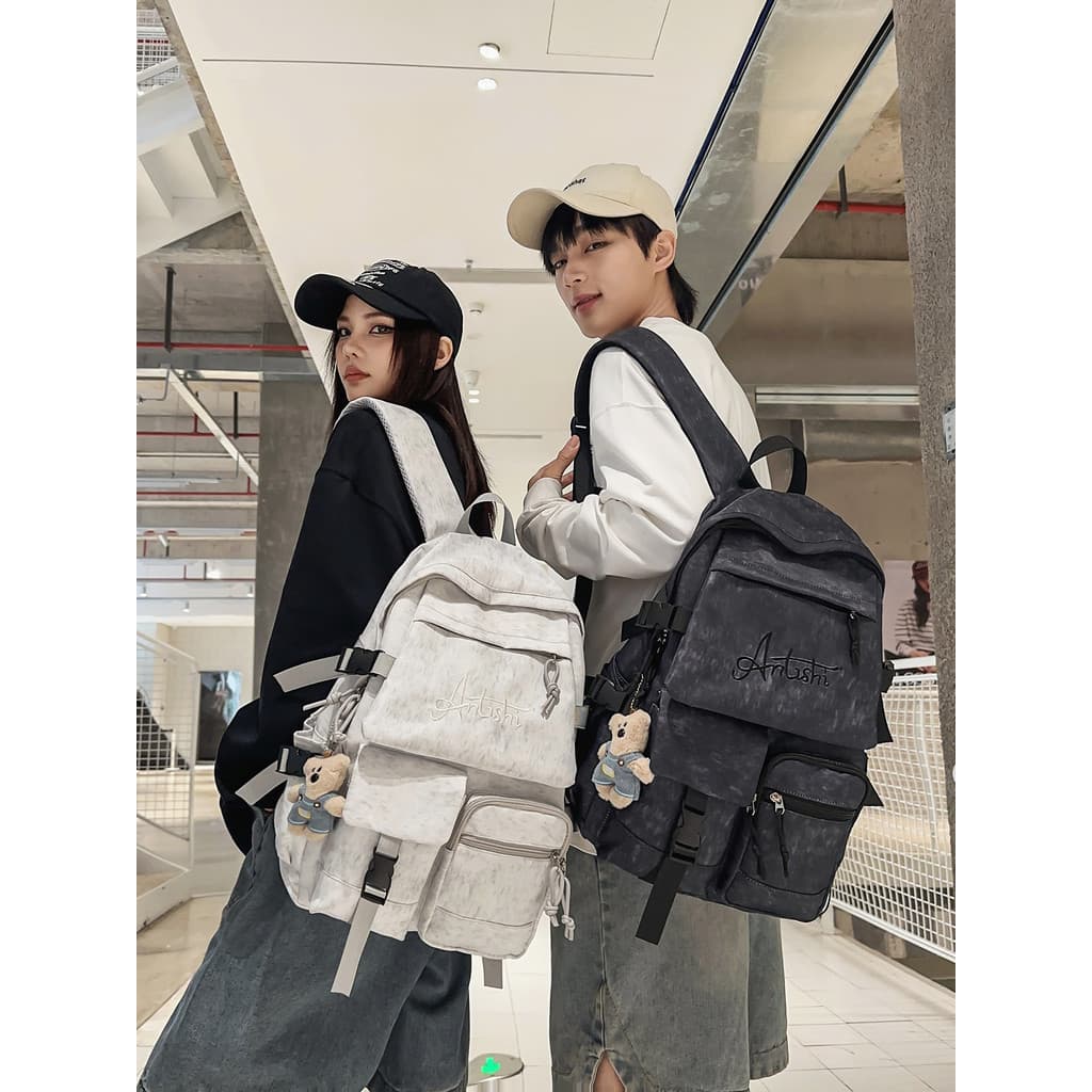 Mochila retrô americana de grande capacidade, mochila de viagem para homens e mulheres, estudantes do ensino médio, bols
