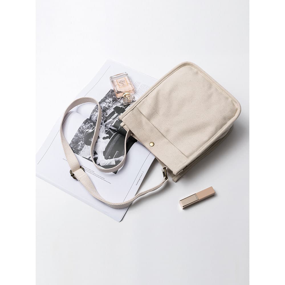 Excelente bolsa de lona branca simples All-Match bolsa mensageiro ins ombro menina japonesa pequena bolsa quadrada