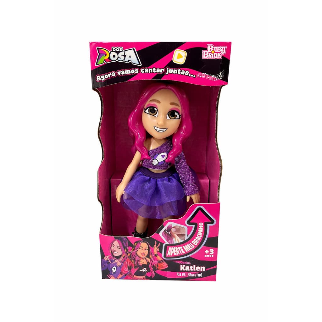 BONECA KATLEN MUSICAL DOS ROSA 25CM - NOVABRINK
