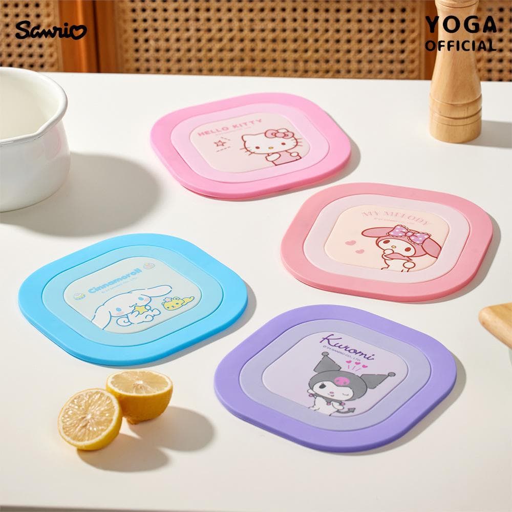 Genuíno Sanrio Hello kitty melodia Kuromi Silicone almofada de isolamento térmico bonito Anti-escaldante pote esteira Pl