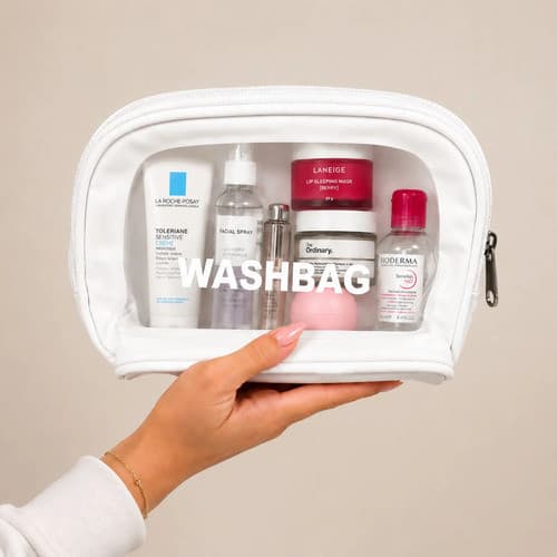 Necessaire Feminina Transparente Washbag Branca Maquiagem Branco Lisa