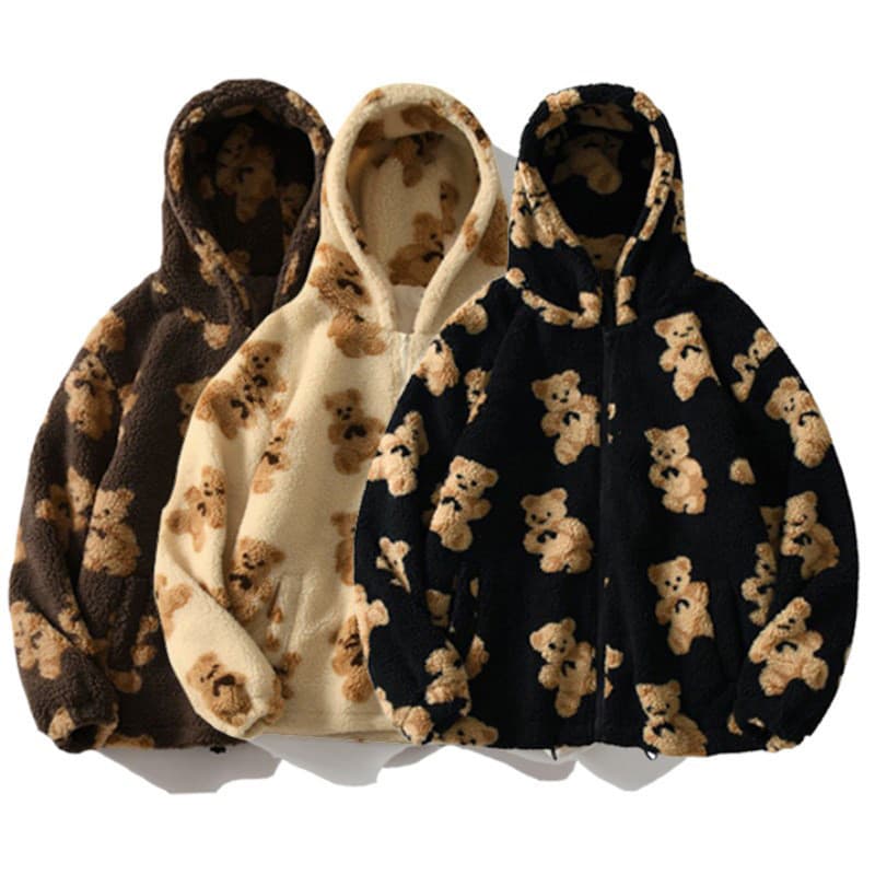 Suéter de Lã Peludo de Inverno para Mulheres com Bolso com Zíper HIEN 998L