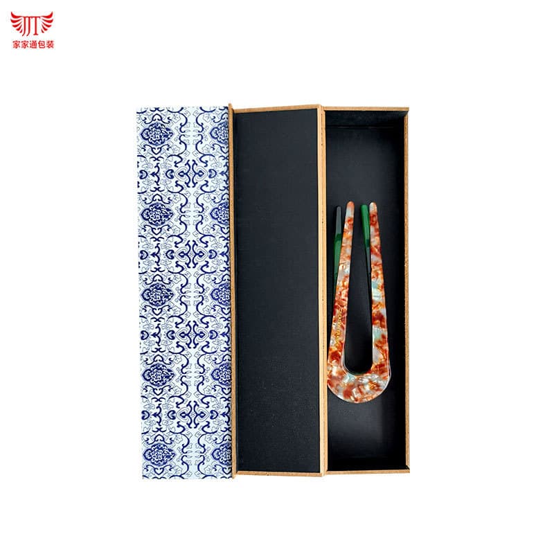 Caixa de madeira para grampos de cabelo estilo chinês, caixa de presente em MDF, marcador de página, pulseira retangular