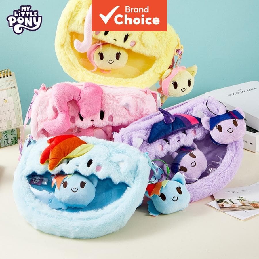 Bolsa tiracolo My Little Pony com Pinkie Pie e Fluttershy, grande capacidade, leve, com zíper, ideal para escola,