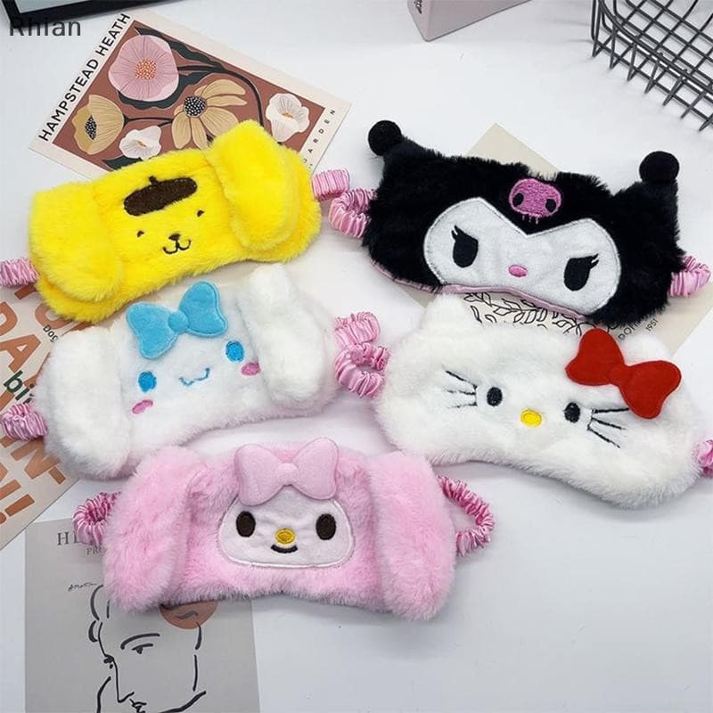 [Rhian] Cartoon Lunch Break Sleep Ladies Proteção Para Os Olhos Kawaii Sanrio Hello Kitty Plush Eye Máscara Anime Cinnam