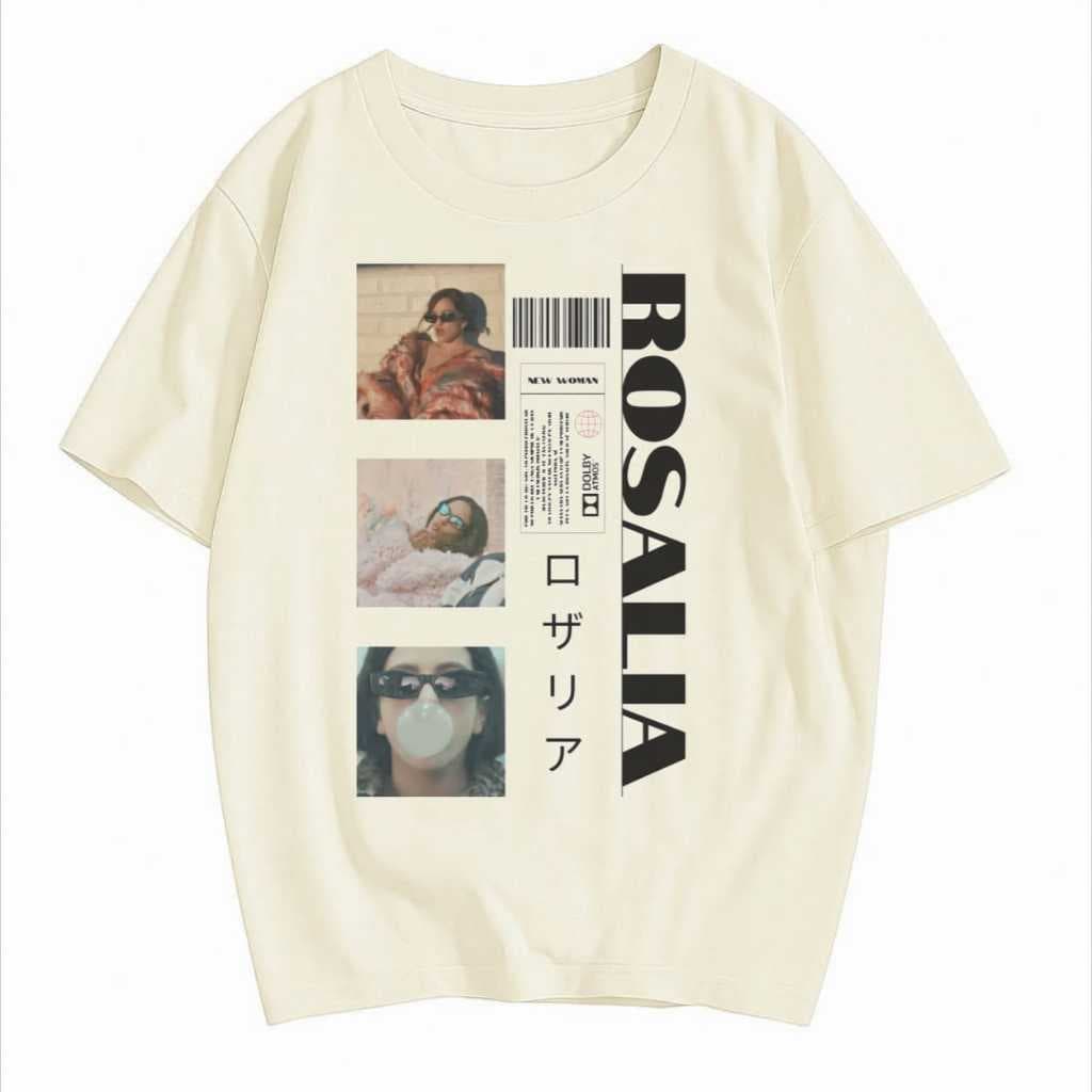 Camiseta algodão Rosalia New Woman - [Premium Exclusiva] Blusa estampada cantora banda album la rosalia
