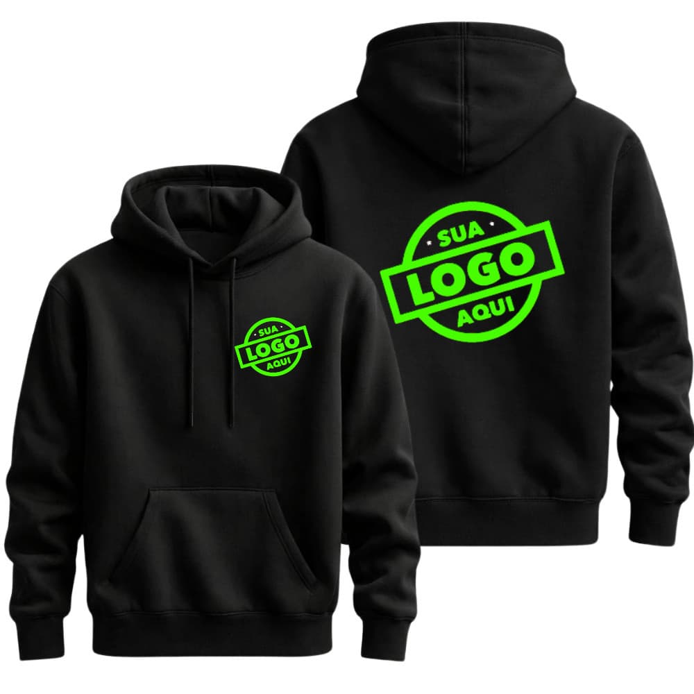 Moletom Personalizado Canguru Blusa de Frio com Capuz Sua Logo Foto ou Arte Algodão 100%