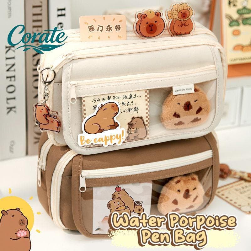 [Corate] Nova Bolsa Para Lápis Capala De Papelaria Estojo De Tecido Fofo Kawaii Resistente À Sujeira De Grande Capacidad
