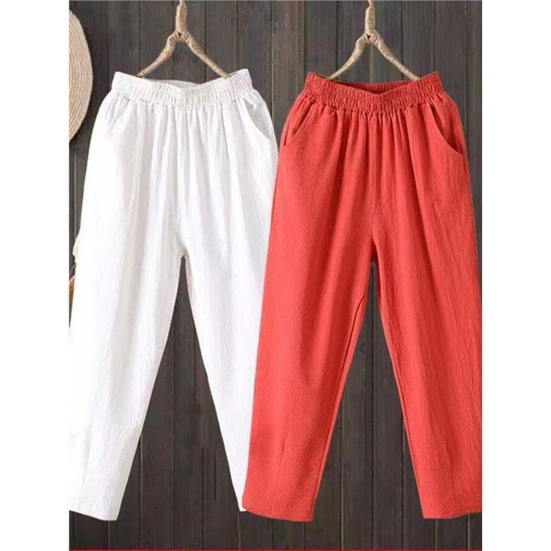 Conjunto de duas peças de algodão contendo calças até o tornozelo feminino verão fino mais magro olhar Casual Harem calç