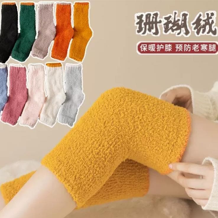 Joelheiras Coral Fleece Outer Wear Plus Fleece Engrossado Plus Size Senhoras Joint Plus Fleece Mantendo Quente Frio-Proo