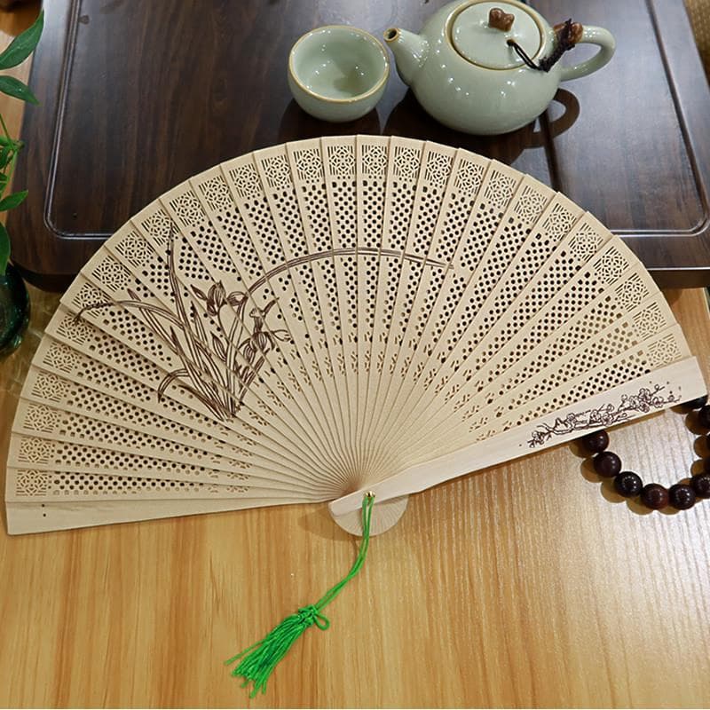 Estilo chinês Suzhou feminino ventilador de madeira perfumado ventilador de sândalo estilo antigo ventilador dobrável sâ