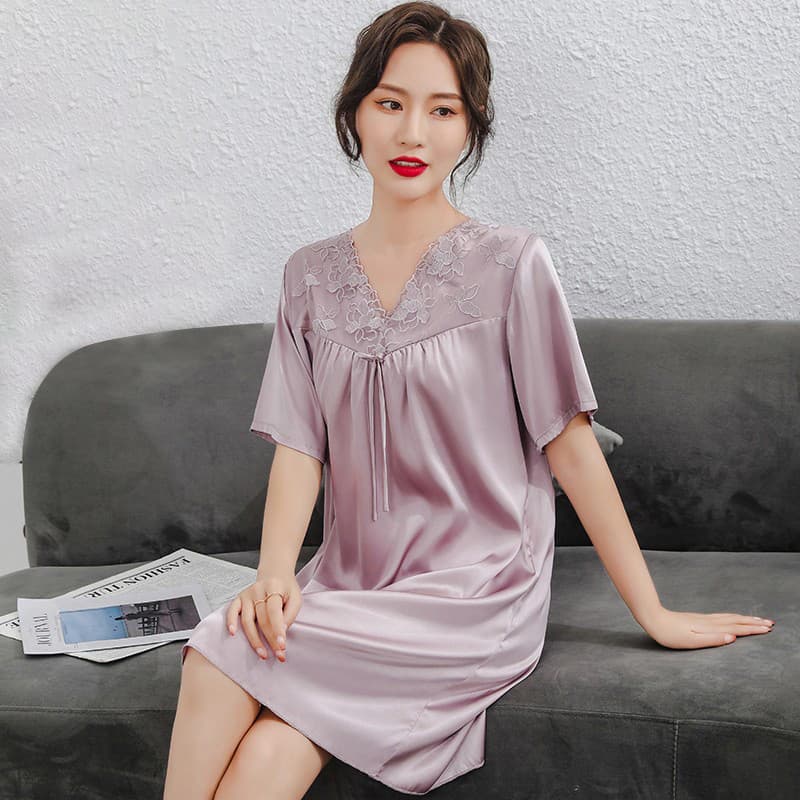 Da Vinci senha novo estilo presentes para mães pijamas senhoras verão gelo seda fina Homewear simulação camisola de seda