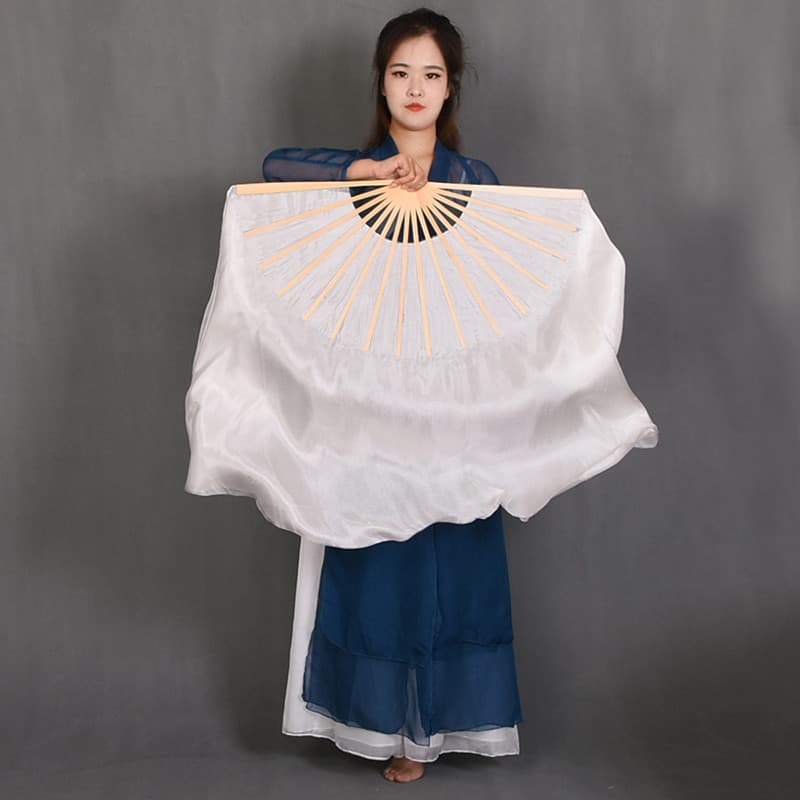 Não tingir leque de dança dupla face leque de dança de seda estilo chinês Liang Zhu Original neve ameixa fã de dança