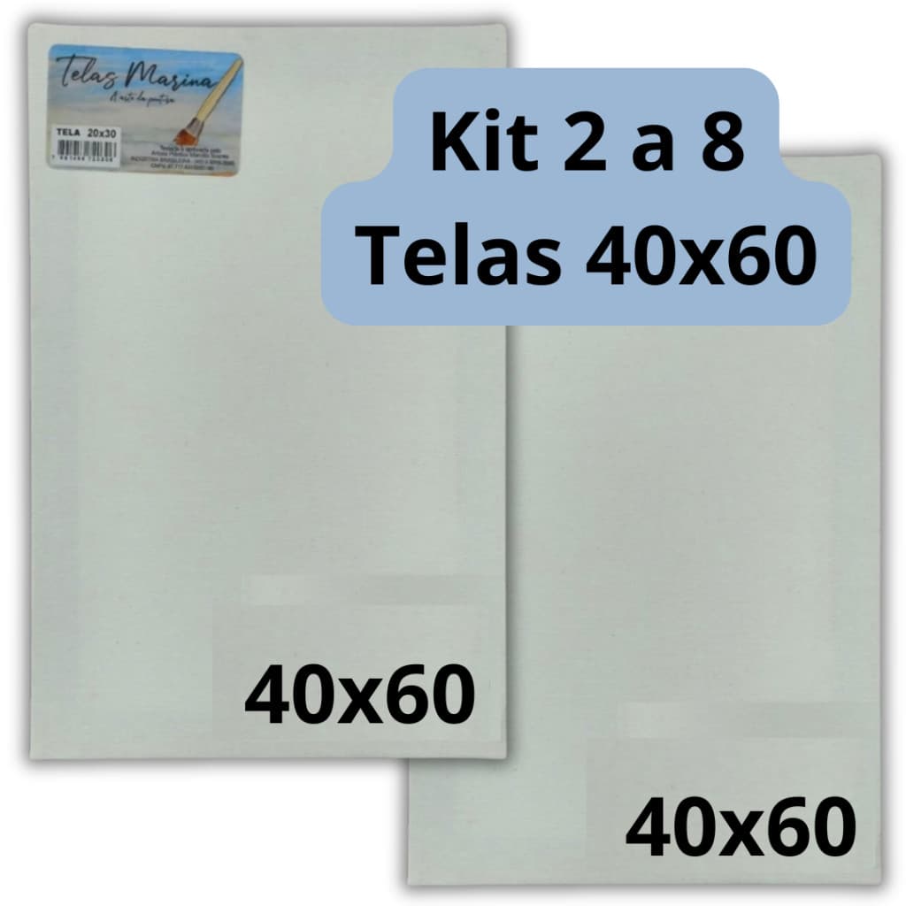 Telas de Pintura 40x60 (2, 4 ou 8 Und.) Algodão Ótima Qualidade Guache Óleo Acrílica Escolar
