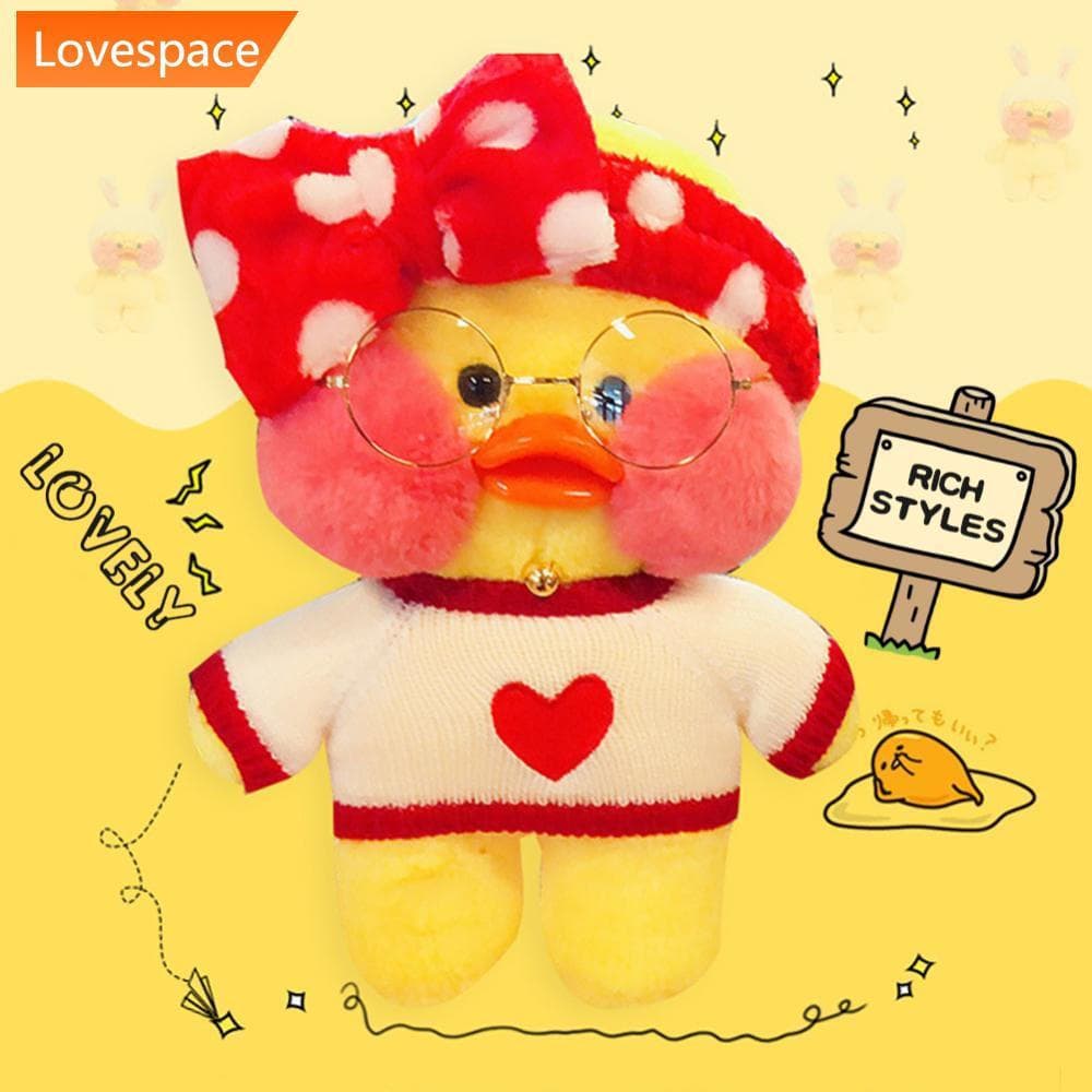 LS-STORE 30cm Amarelo Bonito LaLafanfan Café Pato Brinquedo De Pelúcia Recheado Macio Kawaii Boneca Animal Travesseiro A