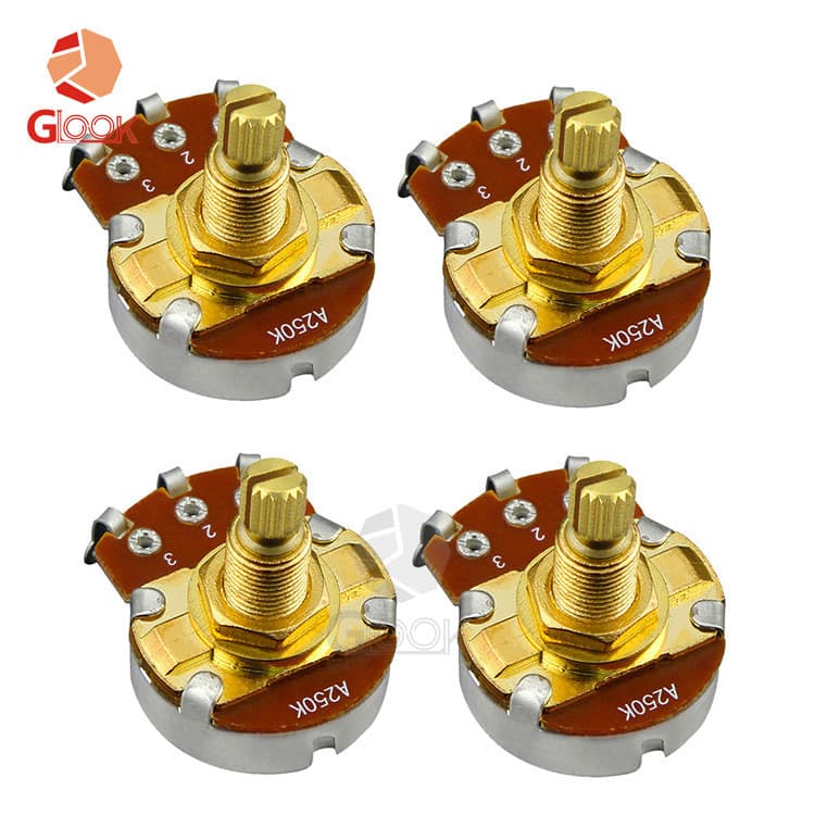 Botão de potenciômetro para guitarra elétrica e baixo elétrico, controle de tom e volume, eixo de cobre 500k, eixo de al