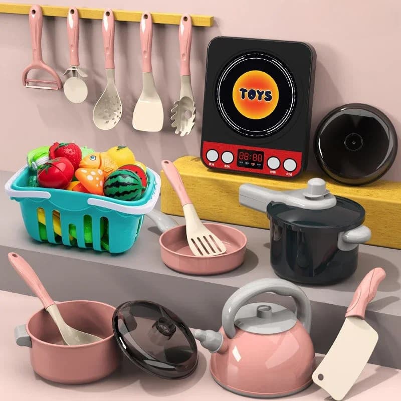 Conjunto de Brinquedos de Cozinha Simulada para Brincadeiras de Faz de Conta das Crianças, Acessórios de Cozinha, Brinqu