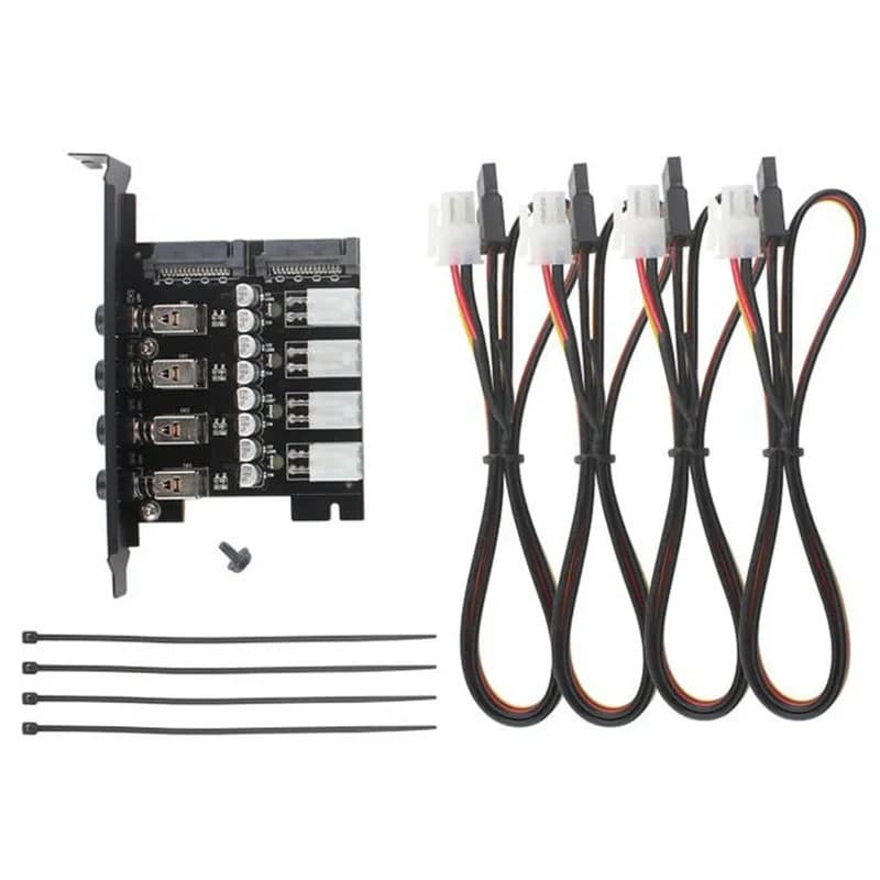 HDD Power Control Switch Hard Drive Selector PCI Expansion Card 4 Bit Power Control SSD with SATA Cable For Desktop PC C