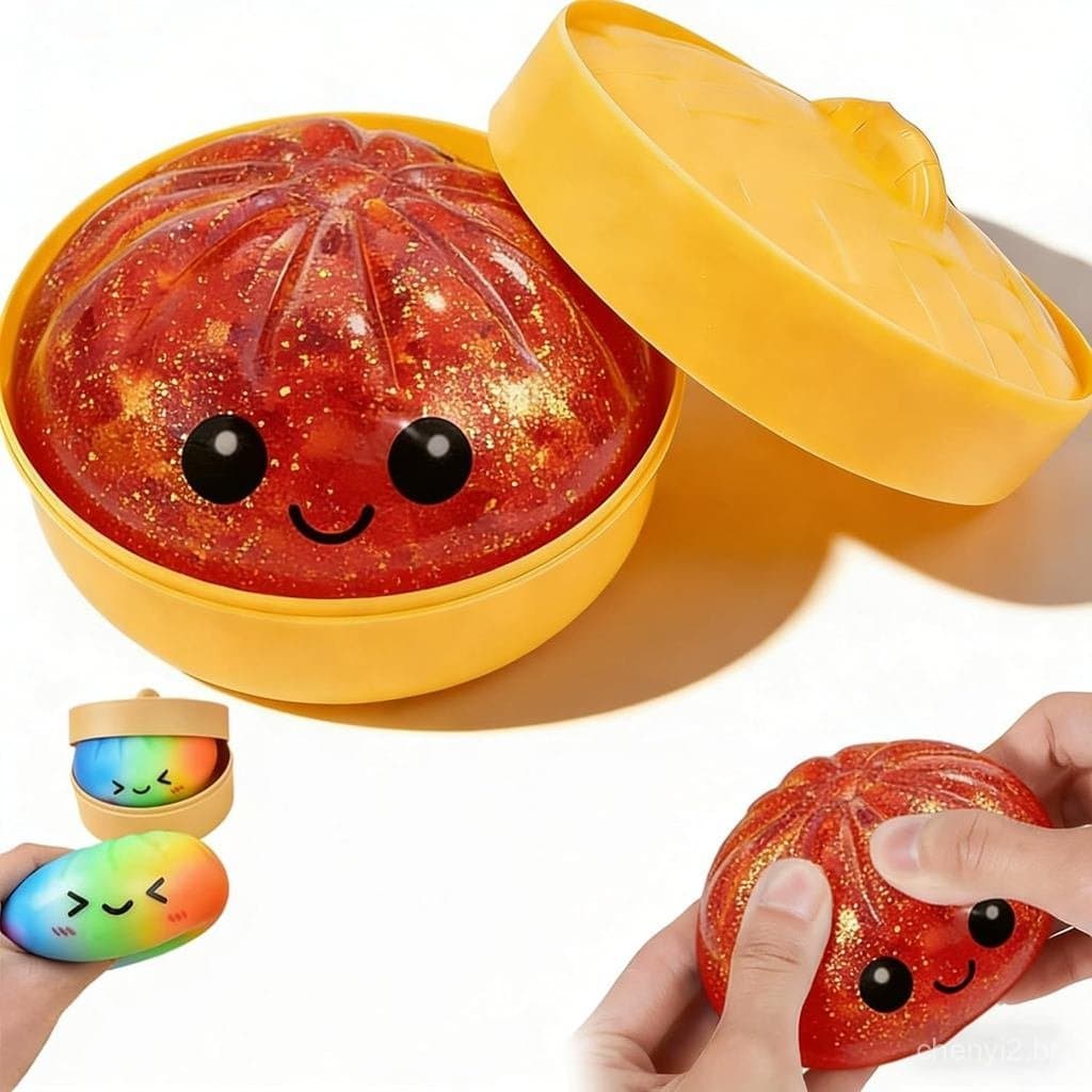 2026 Dumpling Brilhante, Dumpling Brilhante Squishy com Caixa, Brinquedo Sensorial de Apertar para Alívio do Estresse (V