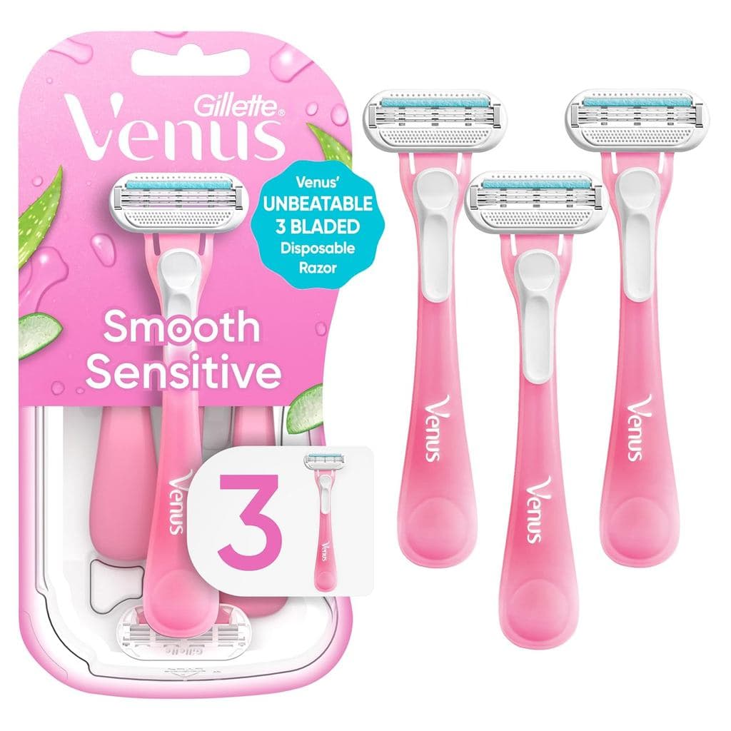 Lâminas de Barbear Descartáveis Gillette Venus Sensitive para Mulheres - Pacote Único com 3 Lâminas 36JD