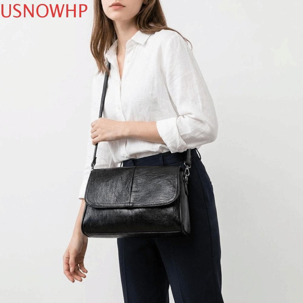 Bolsa Crossbody USNOWHP PU , Para Mãe De Meia Idade Estilo Coreano Com Aba Casual Vários Bolsos