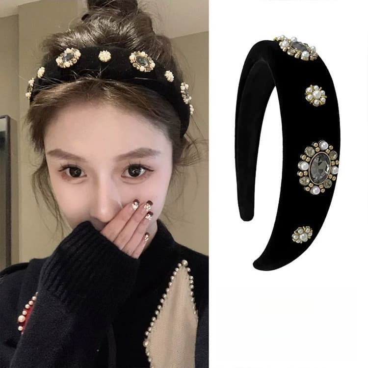 Nova Moda de Outono e Inverno: Faixa de Cabelo Brilhante e Elegante para Mulheres, Acessórios de Cabelo Luxuosos em Esti