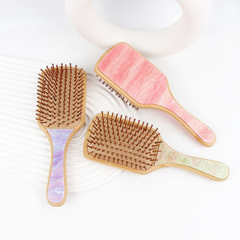Escova de cabelo acrílica antiestática que não danifica o cabelo, escova com almofada de ar para cabelos crespos, escova