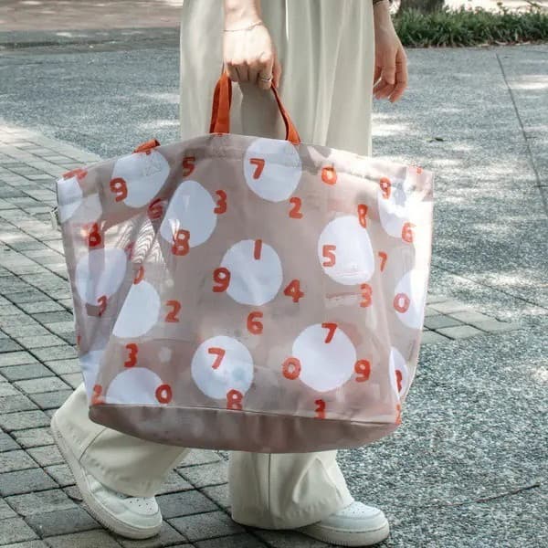 Bolsa De Praia De Malha Com Design Numérico-Verão Estilo Japonês , Natação De Grande Capacidade , Armazenamento De Brinq