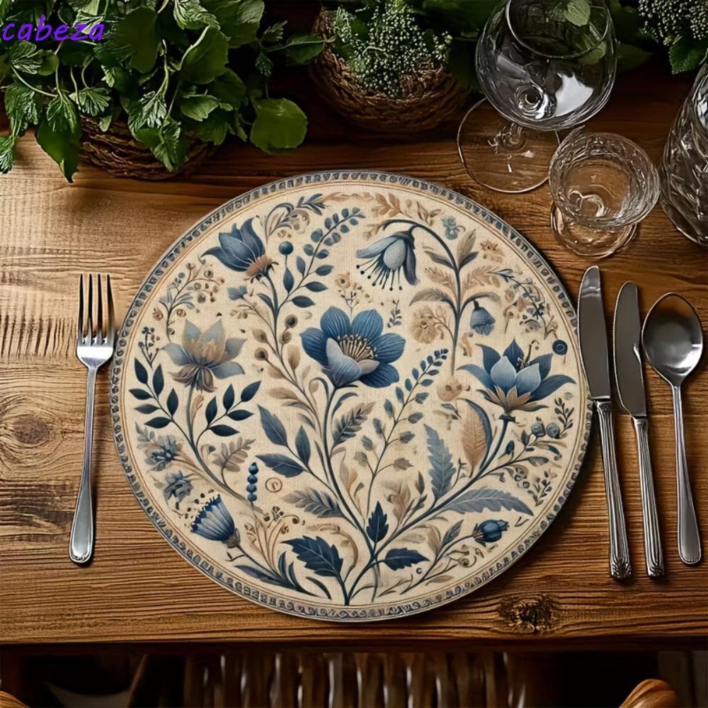 Tapetes Para Copos De Café CABEZA , Jogo Americano De Mesa Floral Estilo Oriente Médio Bordado , Tapete De Linho Com Flo