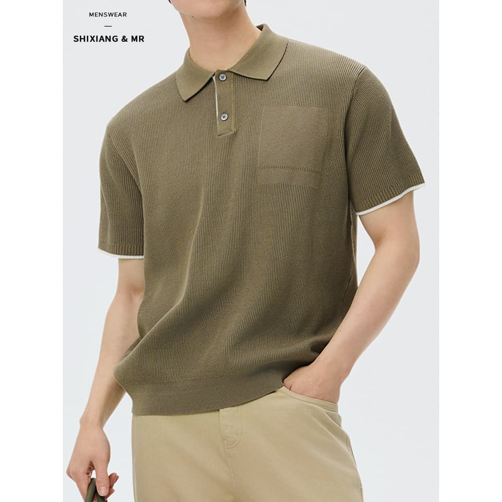 Camisa polo masculina de manga curta de malha Casual de negócios High-End verão legal respirável lapela camisa polo