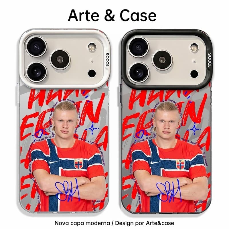 Capinha de silicone fosca impacto-Haaland com autógrafo For iPhone XS,11,12 ProMax,13,14,15Plus,16,17