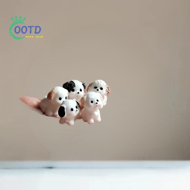 Conjunto de 5 peças de decoração de jardim de fadas com mini filhotes de resina, modelo de animal de desenho animado BLZ