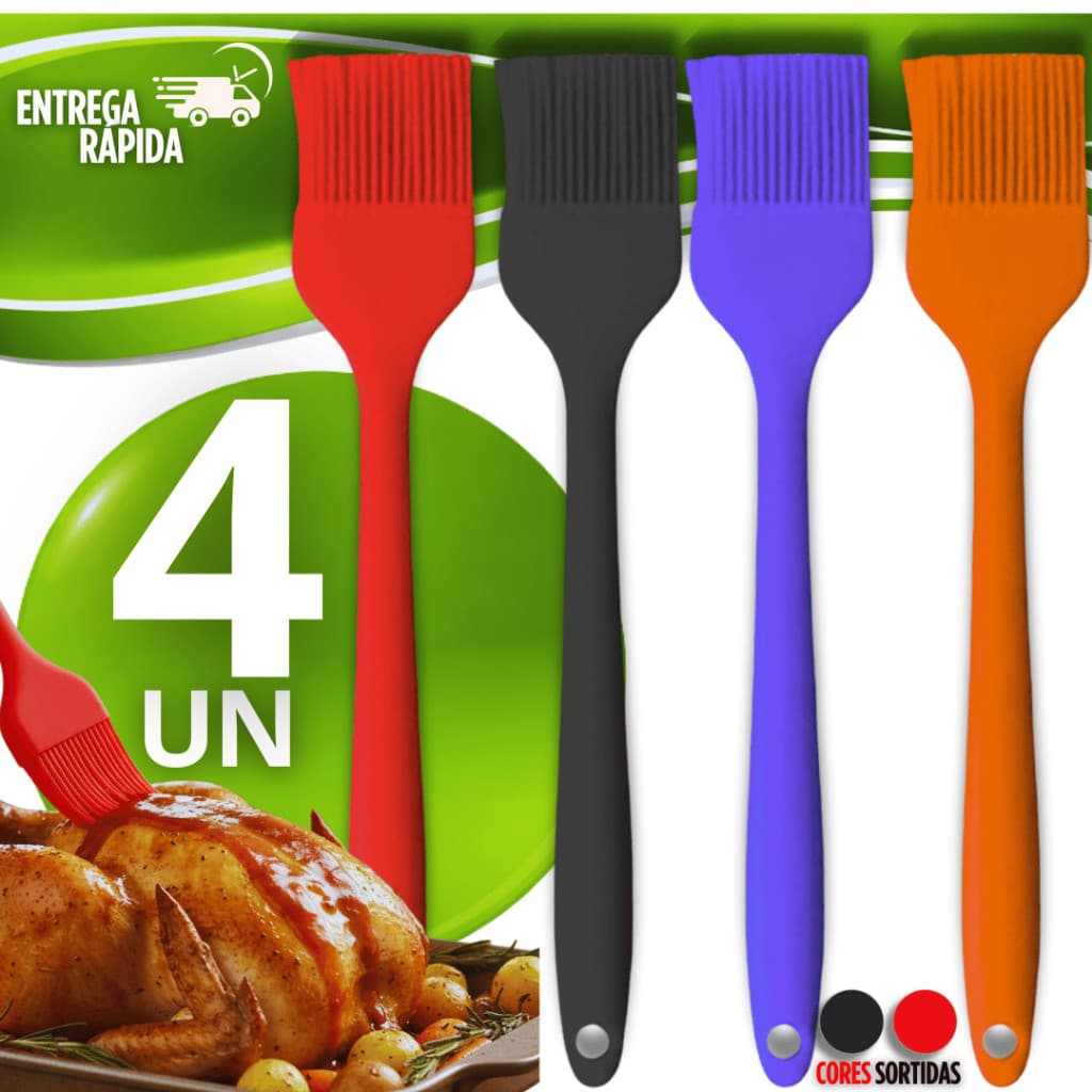 Combo Pincel Culinário de Silicone Cozinha Churrasco Untar Forma Pincelar Molhos Pascoa Grelha Carne Resistente Calor