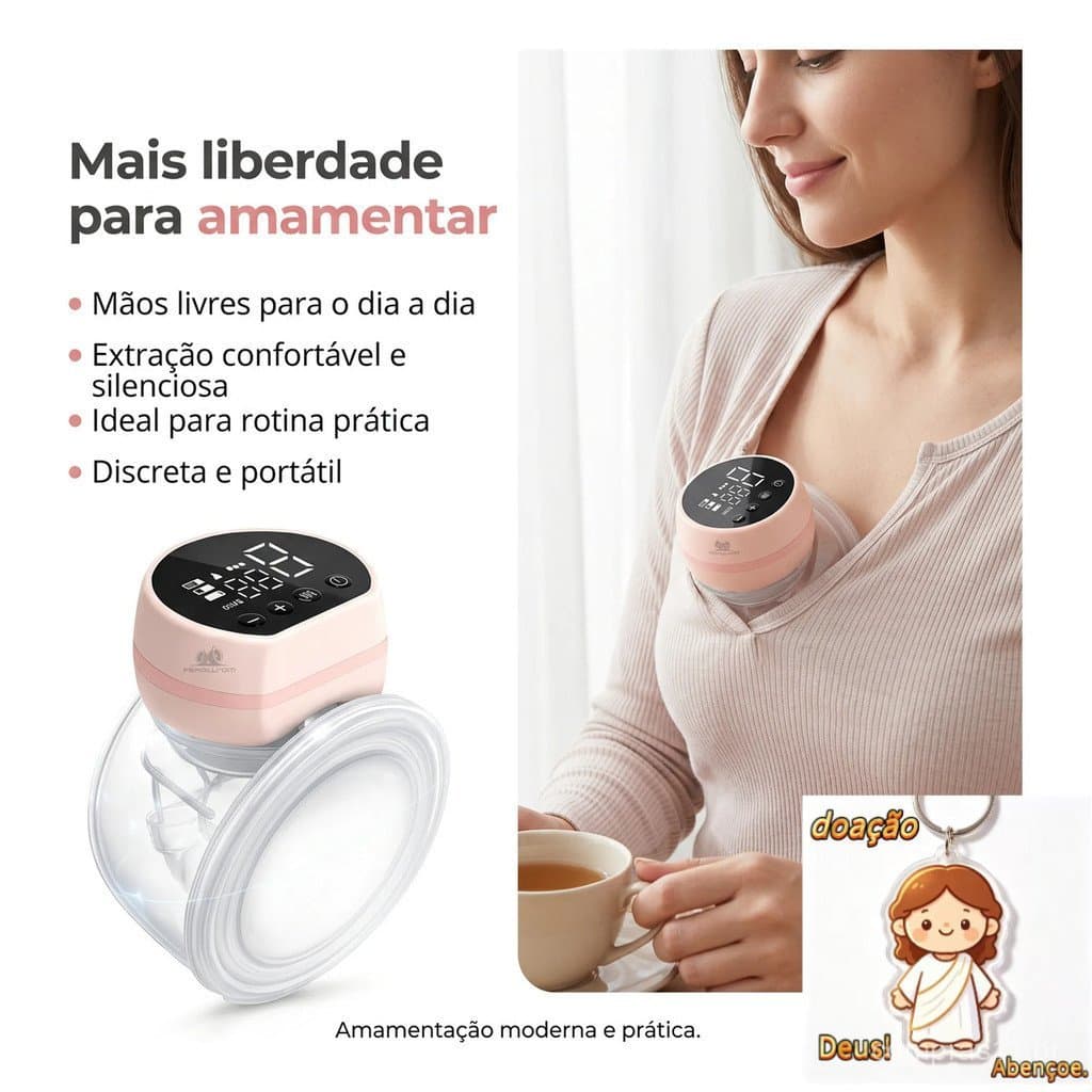 Bomba Tira Leite Elétrica Portátil 24mm Sem Bpa Mãos Livres