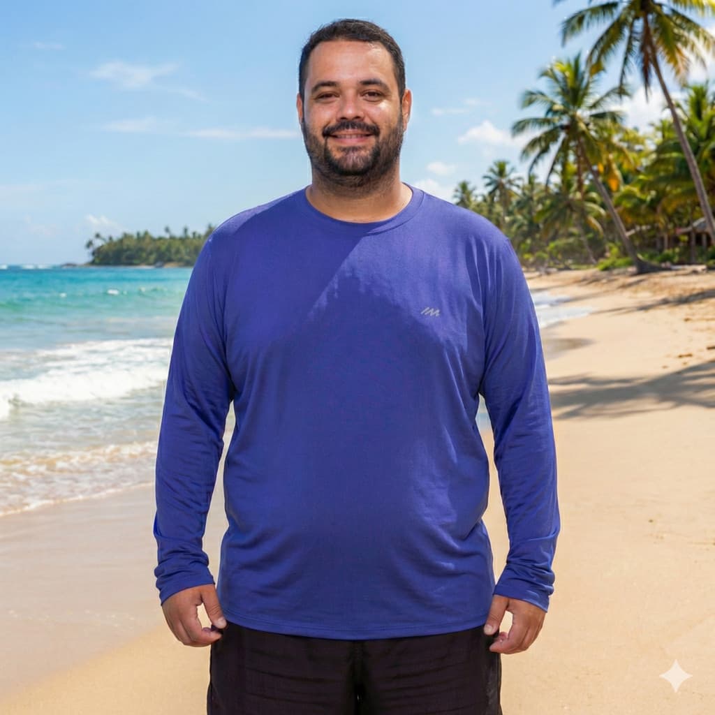 Camisa Proteção Solar UV50+ Plus Size Masculina Academia Praia Treino Confort Premium