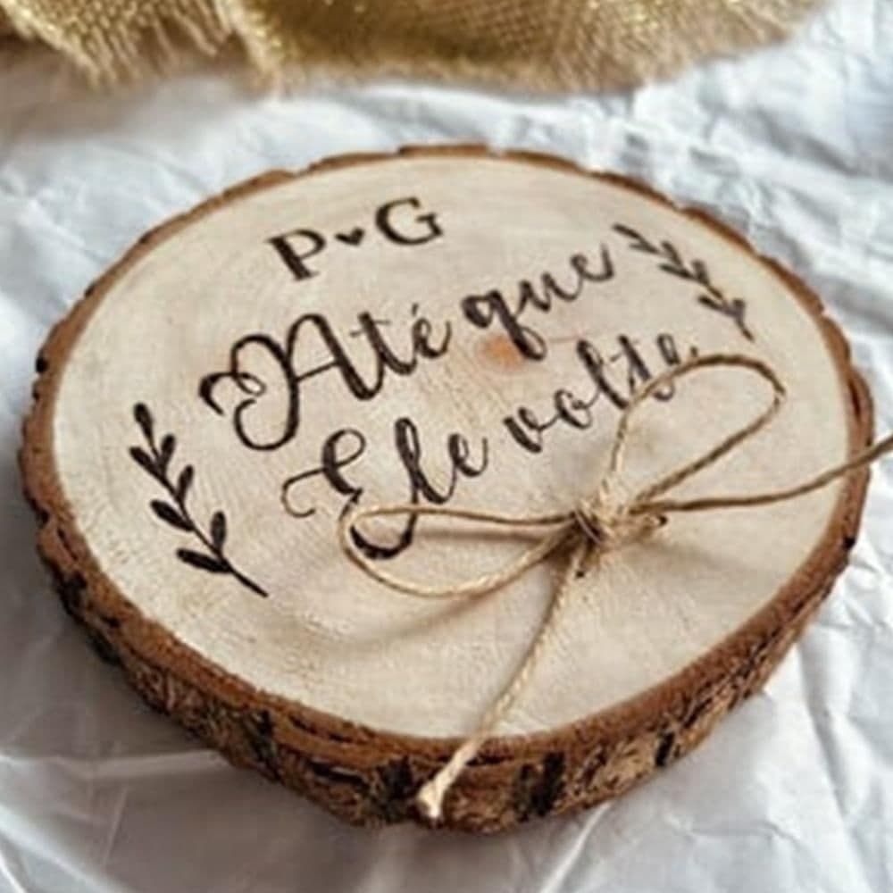 Bolacha Fatia de Madeira Rustica Redonda Arvore Tronco Personalizada