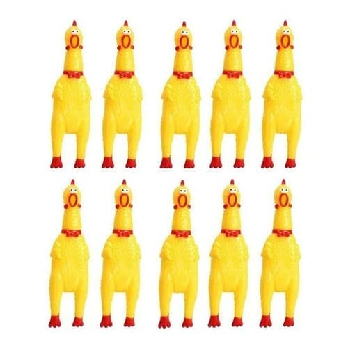 10 Brinquedos Pet Mordedor Borracha Frango galo Galinha para cães cachorros gatos  - Tamanho Pequeno