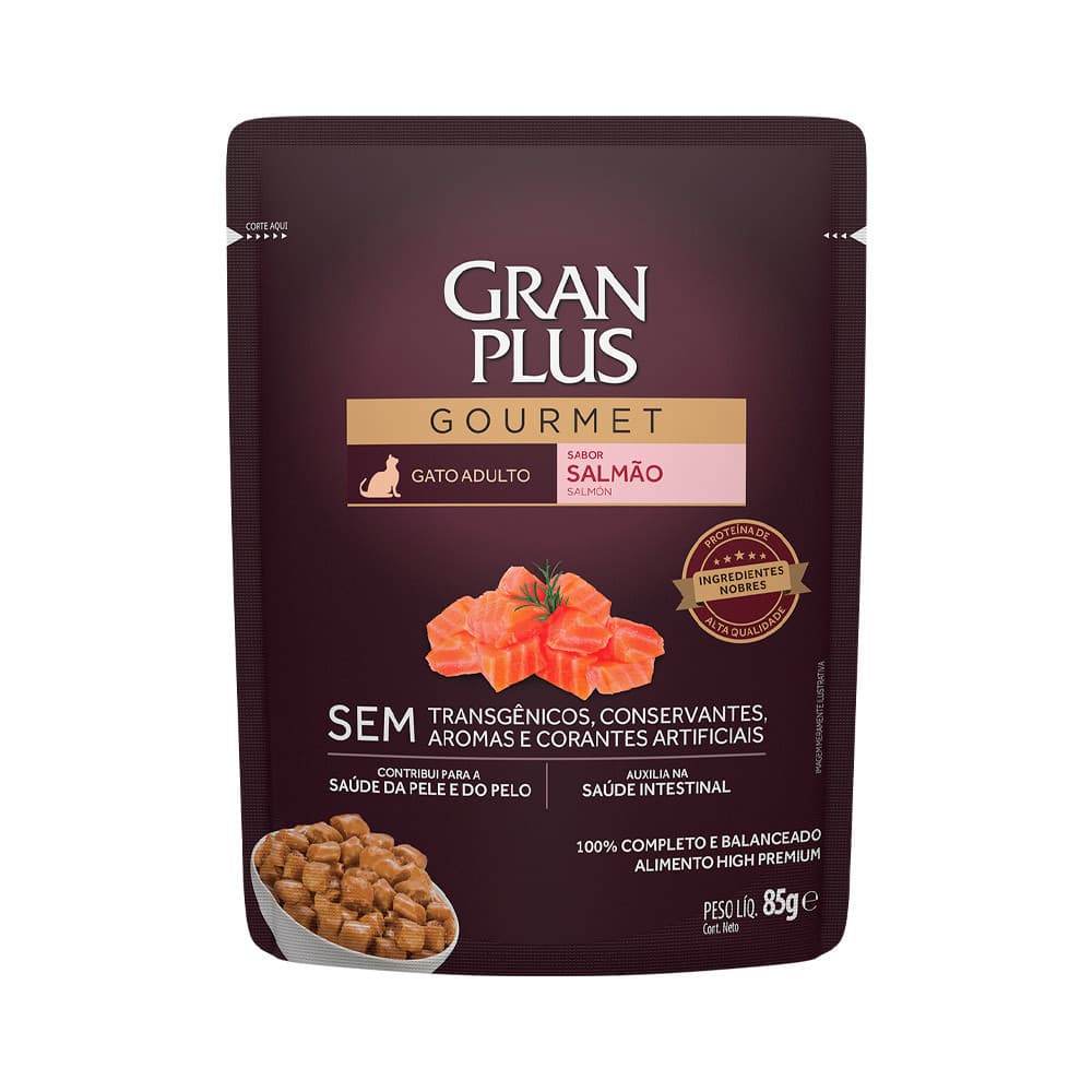 Ração Úmida GranPlus Sache Gato Adulto Salmão 85g