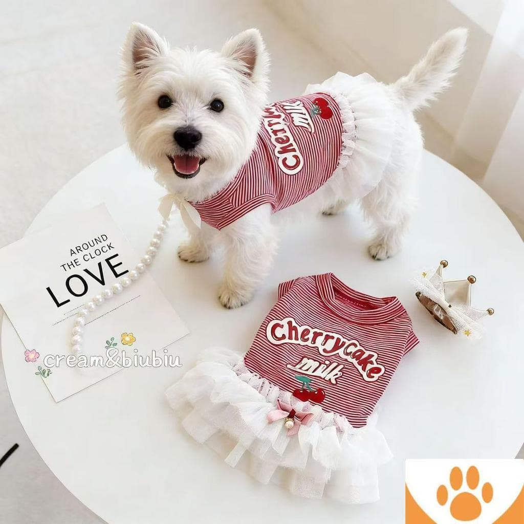 Vestido Colete Cereja Roupas para Animais de Estimação Bichon