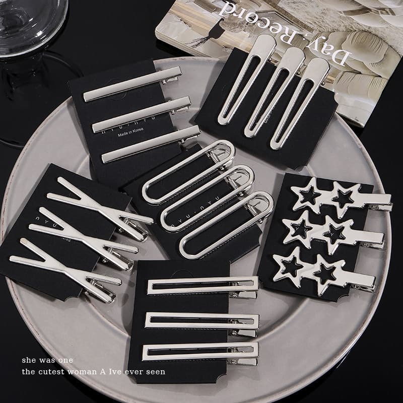 High-End prata estrela Metal Duckbill grampo de cabelo feminino adulto franja clipe lateral testa plana clipe de cabelo