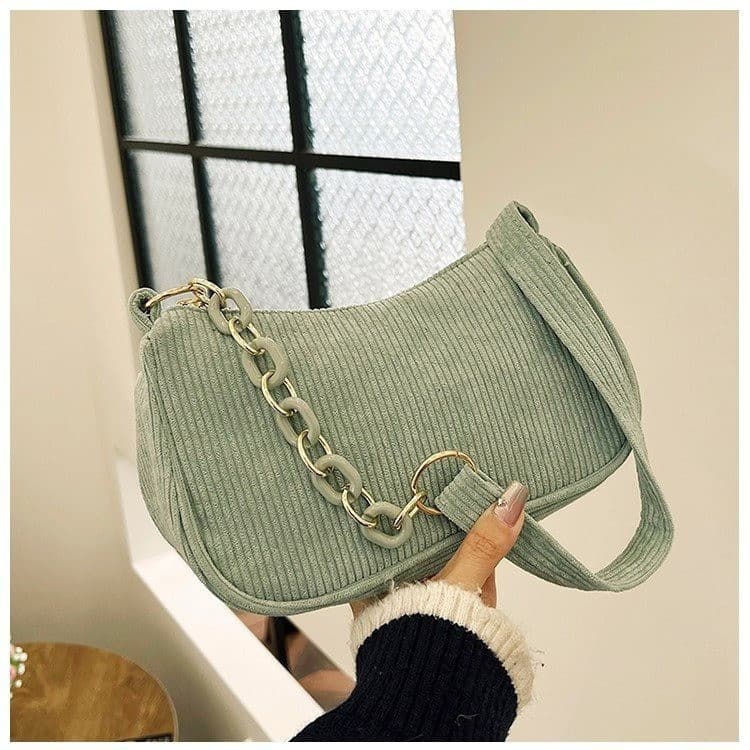 Bolsa de tecido feminina artística estilo coreano, bolsa de ombro casual de cor sólida simples, mini bolsa transversal L