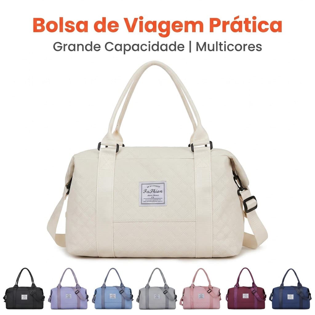 Bolsa Mala Feminina de Viagem e Academia Matelassê Grande Com Alça Transversal matmig