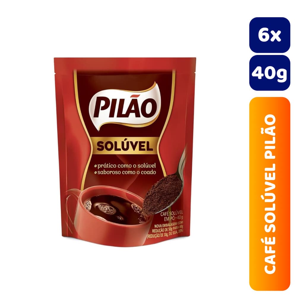 Kit 6x Café Solúvel Pó Pilão 40g